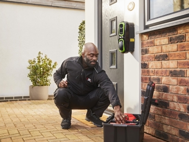 Electrician installing an EV charger
